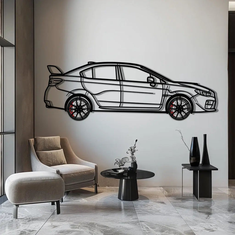 Subaru WRX Metal Car Wall Art with Rotating Wheels - Rally Legend Silhouette - Interactive Automotive Wall Decor - KAFMEKA155 by Enova Art