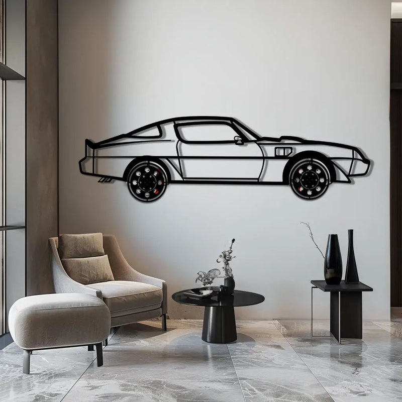 Pontiac Trans Am Metal Car Wall Art with Rotating Wheels - Classic American Muscle Silhouette - Interactive Firebird Wall Decor - KAFMEKA154 by Enova Art