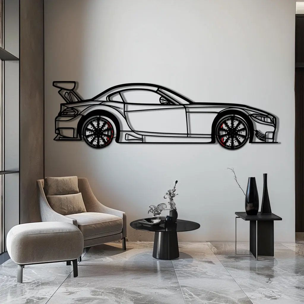 BMW Z4 E89 Metal Car Wall Art with Rotating Wheels - Modern Roadster Silhouette Decor - Interactive Automotive Wall Art - KAFMEKA113 by Enova Art