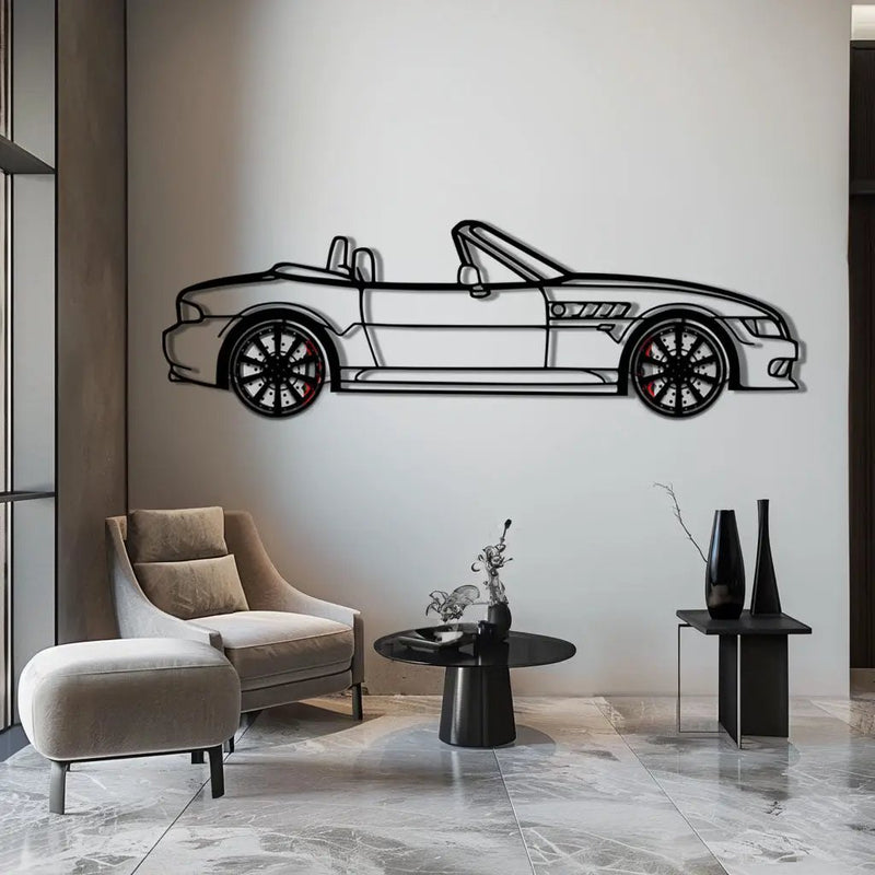 BMW Z3 Metal Car Wall Art with Rotating Wheels - Classic Roadster Silhouette Decor - Interactive Automotive Wall Art - KAFMEKA112 by Enova Art