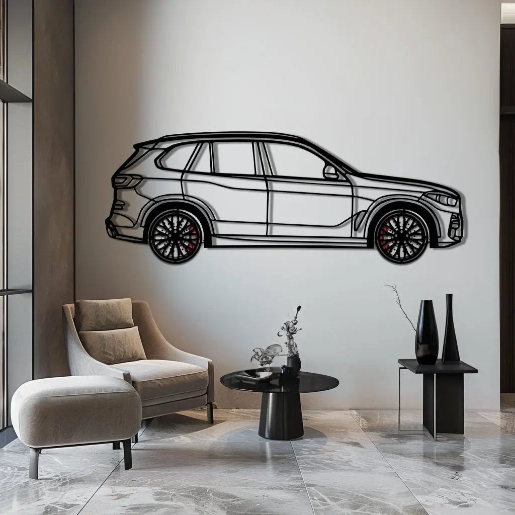 BMW X5 Metal Car Wall Art with Rotating Wheels - Modern SAV Silhouette Decor - Interactive Automotive Wall Art - KAFMEKA111 by Enova Art