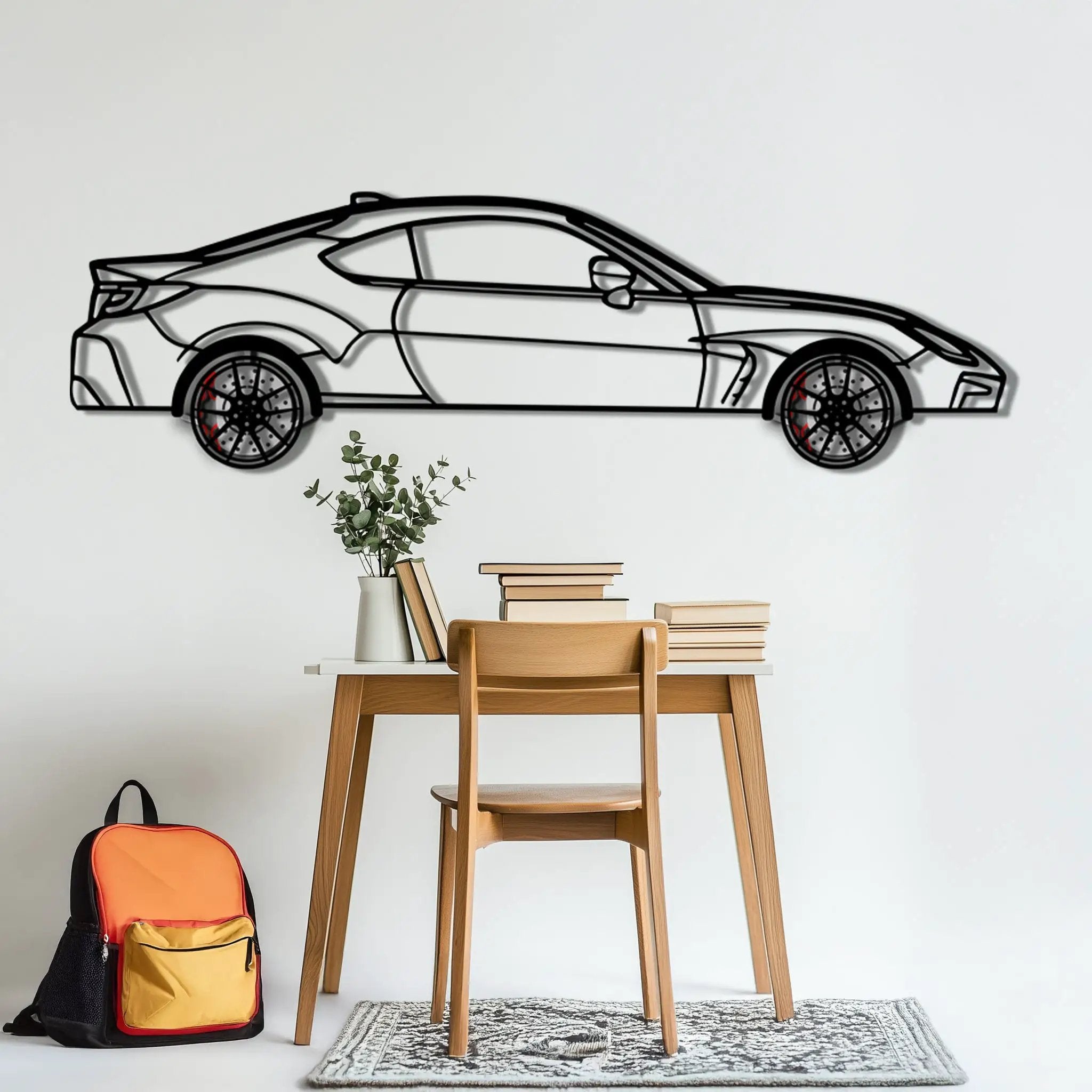 Toyota GR86 Metal Car Wall Art with Rotating Wheels - Modern JDM Sports Coupe Silhouette - Interactive Automotive Wall Decor - KAFMEKA157 by Enova Art