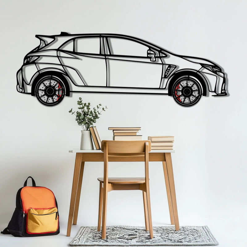 Toyota GR Corolla Metal Car Wall Art with Rotating Wheels - Rally-Inspired Hot Hatch Silhouette - Interactive JDM Automotive Decor - KAFMEKA158 by Enova Art