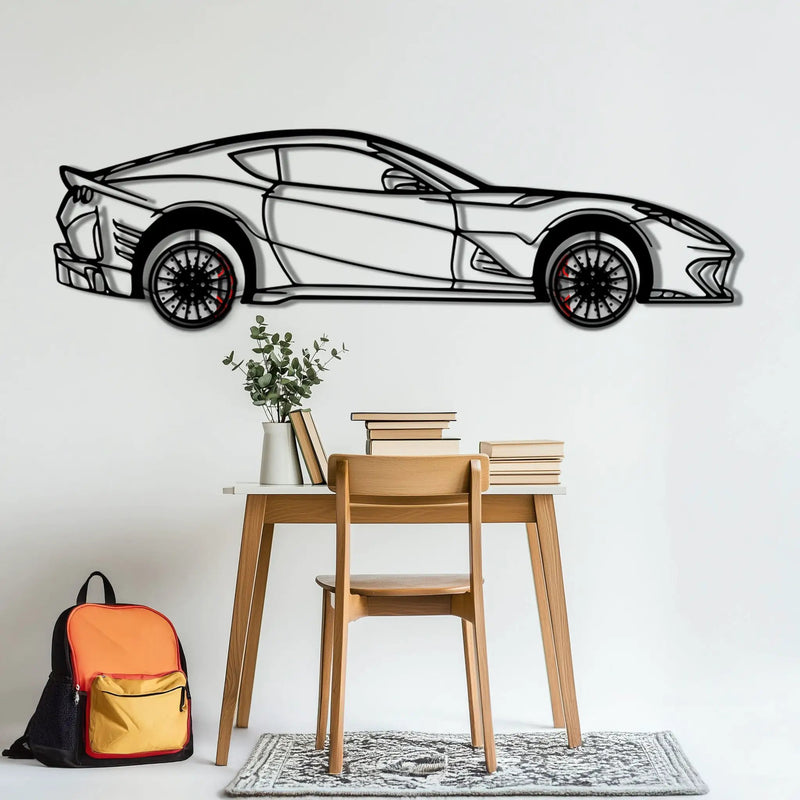 Ferrari 812 Superfast / F12 Metal Car Wall Art with Rotating Wheels - V12 Grand Tourer Silhouette - Interactive Automotive Wall Decor - KAFMEKA127 by Enova Art