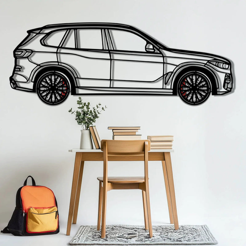 BMW X5 Metal Car Wall Art with Rotating Wheels - Modern SAV Silhouette Decor - Interactive Automotive Wall Art - KAFMEKA111 by Enova Art