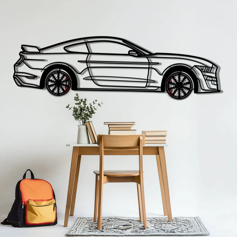 Ford Mustang Shelby GT500 Metal Car Wall Art with Rotating Wheels - Modern Muscle Silhouette Decor - Interactive Automotive Wall Art - KAFMEKA140 by Enova Art