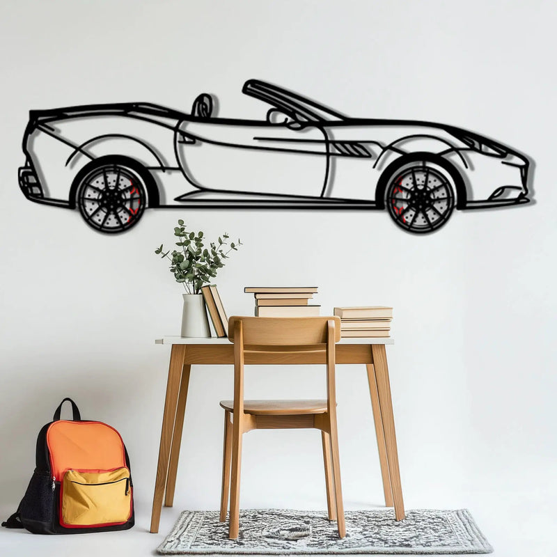 Ferrari California Metal Car Wall Art with Rotating Wheels - Italian V8 Grand Tourer Silhouette - Interactive Automotive Wall Decor - KAFMEKA130 by Enova Art