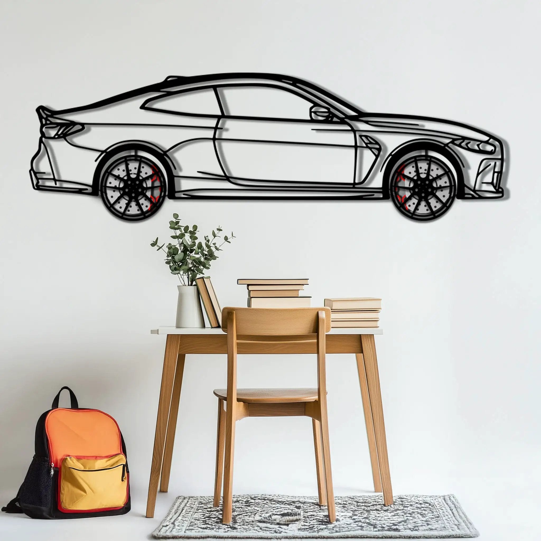 BMW M4 CSL Metal Car Wall Art with Rotating Wheels - Limited Edition G82 Silhouette - Interactive Automotive Wall Art - KAFMEKA108 by Enova Art
