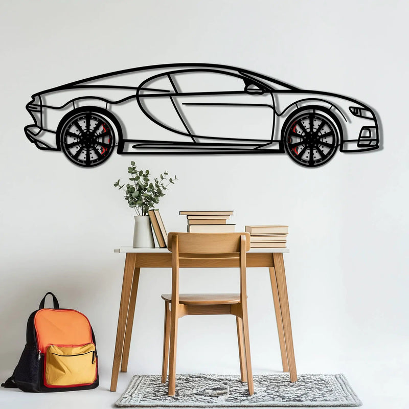 Bugatti Chiron Metal Car Wall Art with Rotating Wheels - Ultimate Hypercar Silhouette Decor - Interactive Automotive Wall Art - KAFMEKA116 by Enova Art