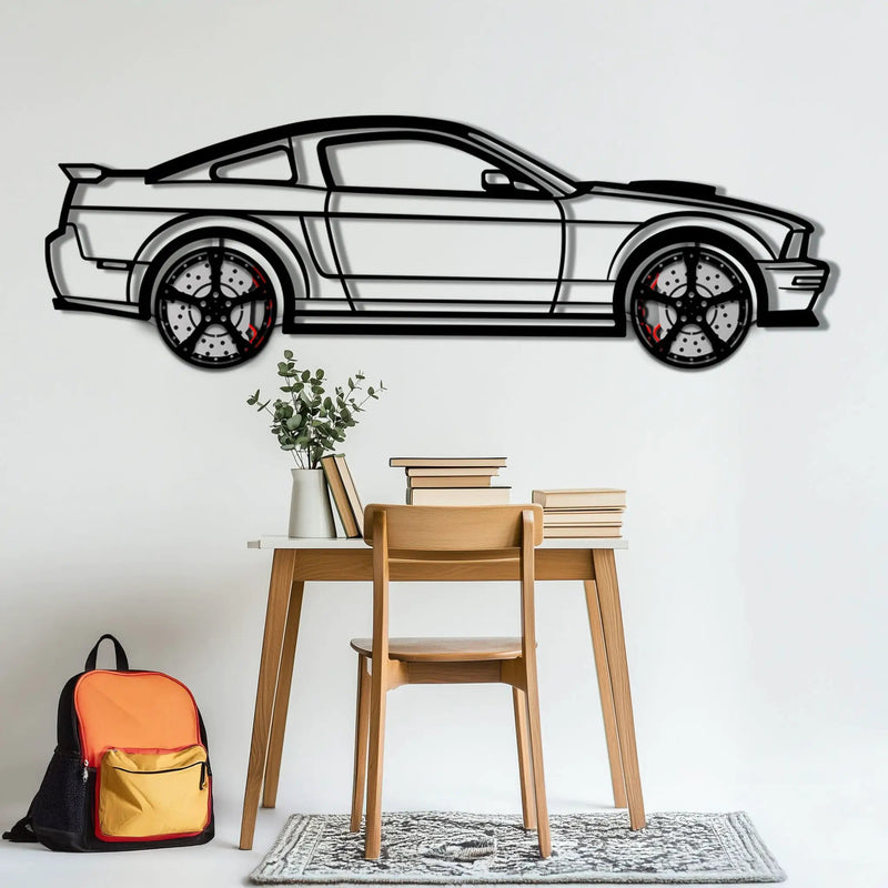 Ford Mustang GTR (2008) Metal Car Wall Art with Rotating Wheels - Modern Muscle Silhouette Decor - Interactive Automotive Wall Art - KAFMEKA139 by Enova Art