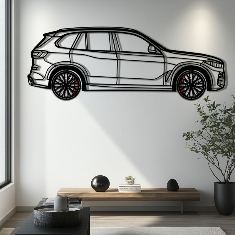 BMW X5 Metal Car Wall Art with Rotating Wheels - Modern SAV Silhouette Decor - Interactive Automotive Wall Art - KAFMEKA111 by Enova Art