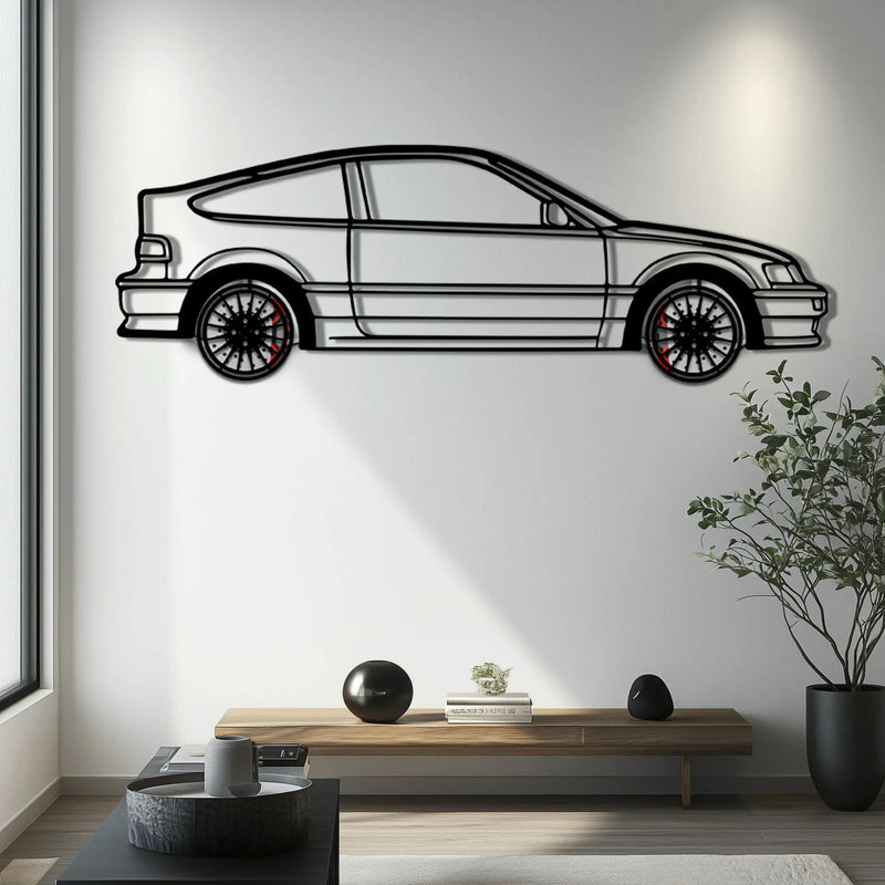 1990 Honda CRX Metal Car Wall Art with Rotating Wheels - JDM Classic Silhouette - Interactive Automotive Wall Decor - KAFMEKA144 by Enova Art