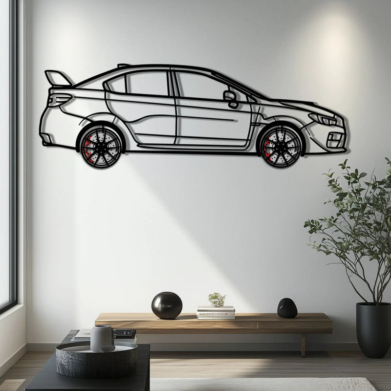 Subaru WRX Metal Car Wall Art with Rotating Wheels - Rally Legend Silhouette - Interactive Automotive Wall Decor - KAFMEKA155 by Enova Art