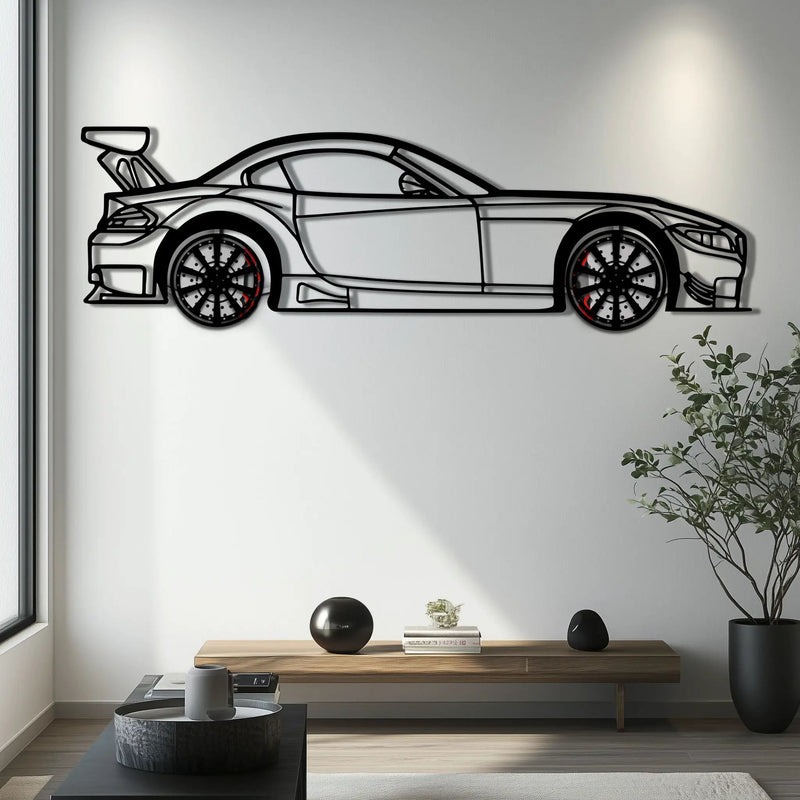 BMW Z4 E89 Metal Car Wall Art with Rotating Wheels - Modern Roadster Silhouette Decor - Interactive Automotive Wall Art - KAFMEKA113 by Enova Art