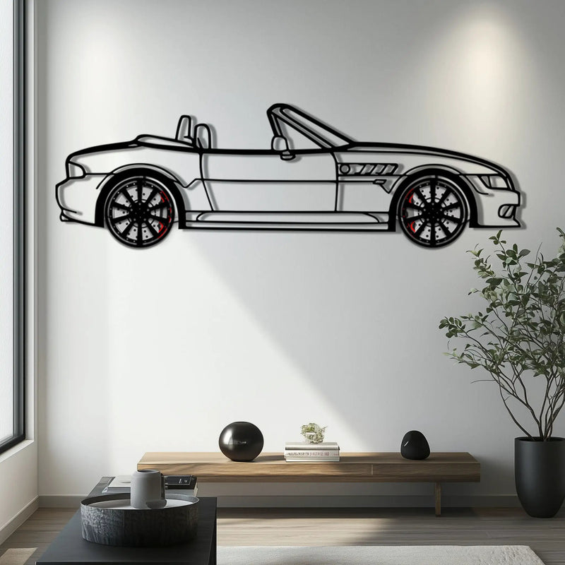 BMW Z3 Metal Car Wall Art with Rotating Wheels - Classic Roadster Silhouette Decor - Interactive Automotive Wall Art - KAFMEKA112 by Enova Art