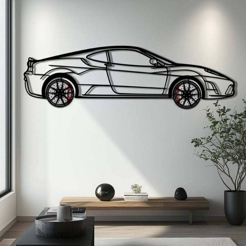 Ferrari F430 Scuderia Metal Car Wall Art with Rotating Wheels - Track-Focused V8 Silhouette - Interactive Automotive Wall Art - KAFMEKA133 by Enova Art