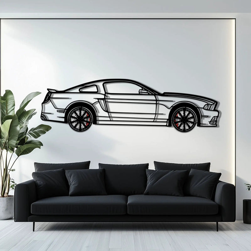 2013 Ford Mustang GT Metal Car Wall Art with Rotating Wheels - S197 Modern Muscle Silhouette - Interactive Automotive Wall Decor- KAFMEKA141 by Enova Art
