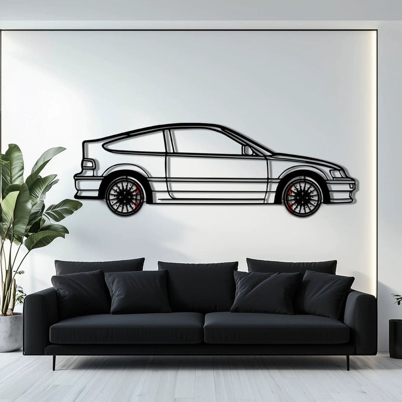 1990 Honda CRX Metal Car Wall Art with Rotating Wheels - JDM Classic Silhouette - Interactive Automotive Wall Decor - KAFMEKA144 by Enova Art