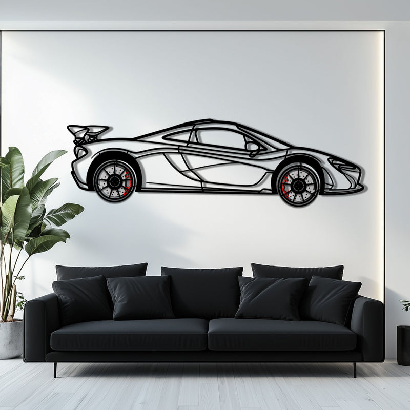 McLaren P1 Metal Car Wall Art with Rotating Wheels - Ultimate Hybrid Hypercar Silhouette - Interactive Automotive Wall Decor - KAFMEKA150 by Enova Art