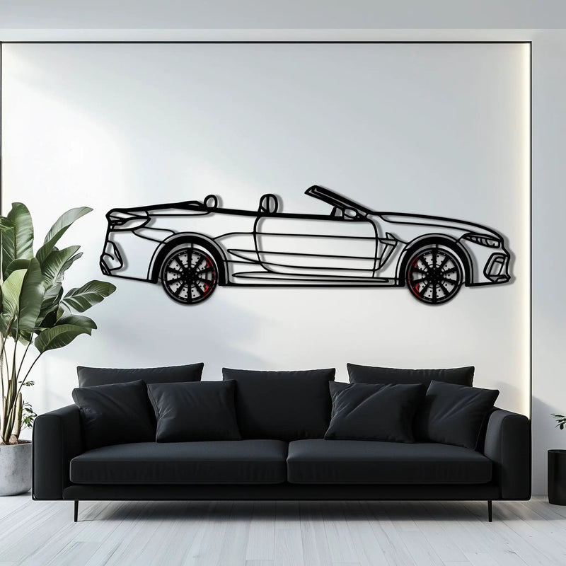 BMW M8 Competition Metal Car Wall Art with Rotating Wheels - M Power Luxury Silhouette - Interactive Automotive Wall Art - KAFMEKA109 by Enova Art