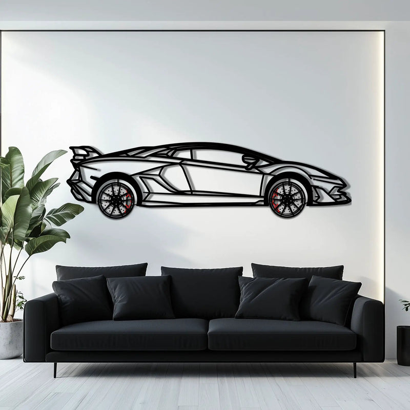 Lamborghini Aventador Metal Car Wall Art with Rotating Wheels - Italian V12 Hypercar Silhouette - Interactive Automotive Wall Decor - KAFMEKA145 by Enova Art