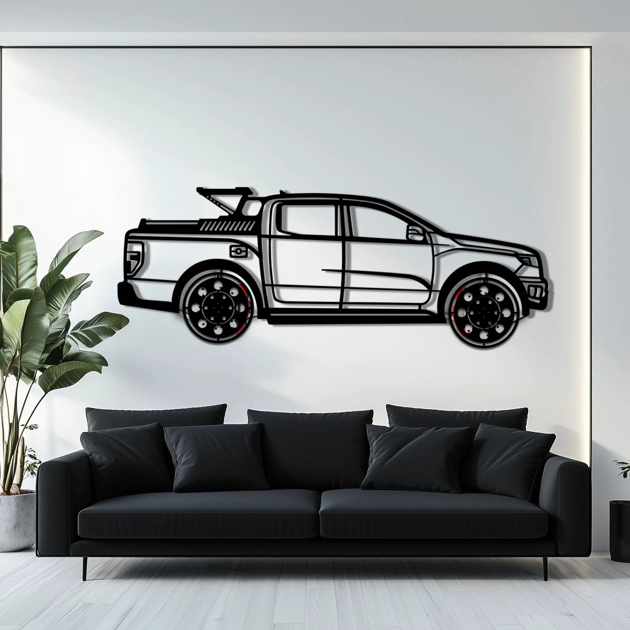 Ford F-150 Metal Truck Wall Art with Rotating Wheels - Iconic American Pickup Silhouette - Interactive Automotive Wall Decor - KAFMEKA138 by Enova Art