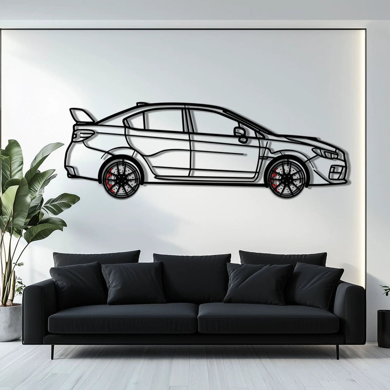 Subaru WRX Metal Car Wall Art with Rotating Wheels - Rally Legend Silhouette - Interactive Automotive Wall Decor - KAFMEKA155 by Enova Art