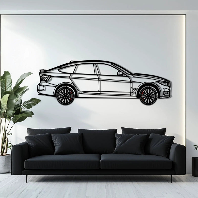 BMW 330 GT F34 Metal Car Wall Art with Rotating Wheels - Gran Turismo Silhouette Decor - Interactive Automotive Wall Art - KAFMEKA103 by Enova Art