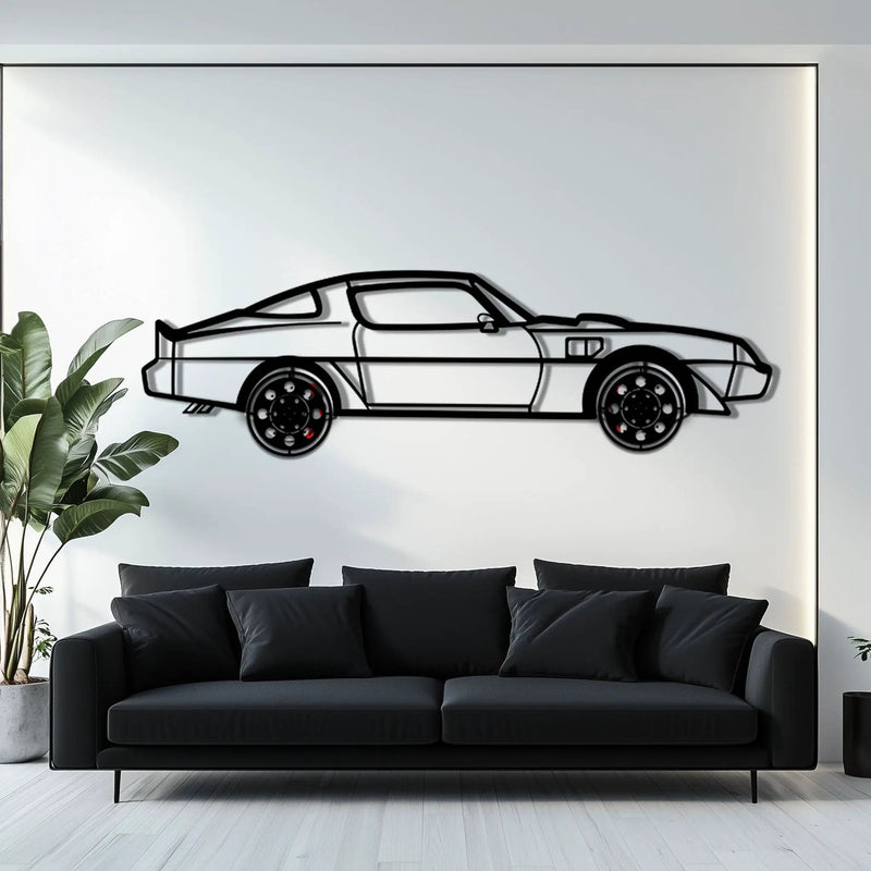 Pontiac Trans Am Metal Car Wall Art with Rotating Wheels - Classic American Muscle Silhouette - Interactive Firebird Wall Decor - KAFMEKA154 by Enova Art