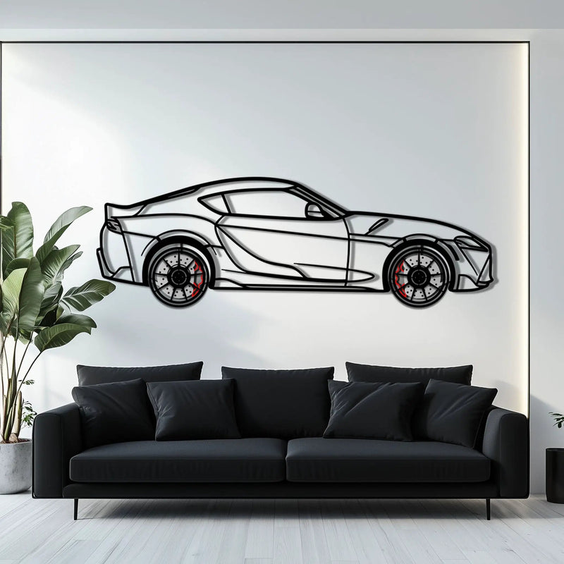 Toyota GR Supra (A90) Metal Car Wall Art with Rotating Wheels - Modern JDM Legend Silhouette - Interactive Automotive Wall Decor - KAFMEKA156 by Enova Art