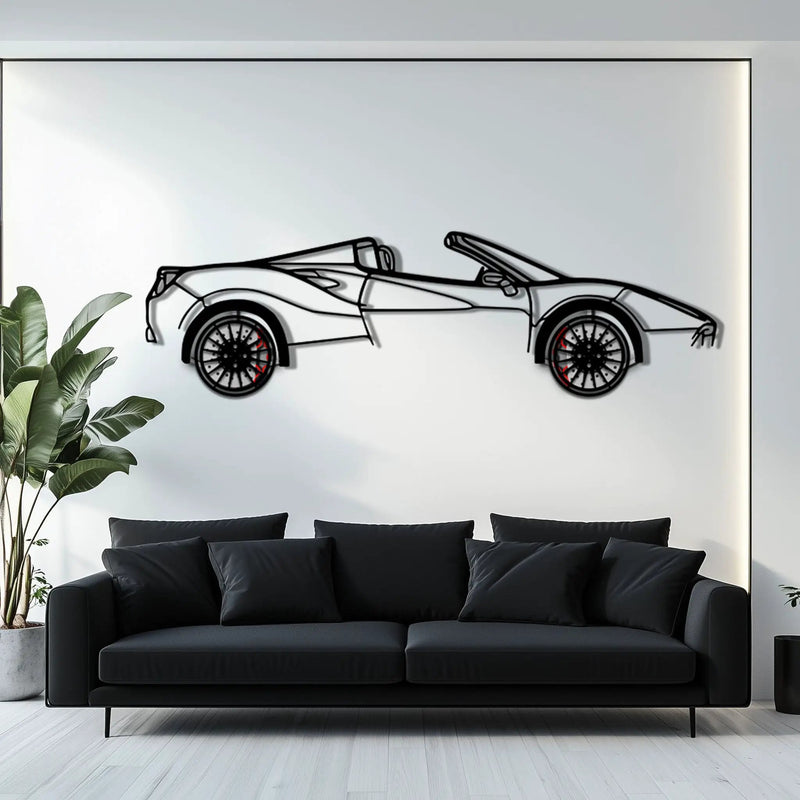 Ferrari 488 Spider Metal Car Wall Art with Rotating Wheels - Italian Twin-Turbo V8 Silhouette - Interactive Automotive Wall Decor - KAFMEKA126 by Enova Art