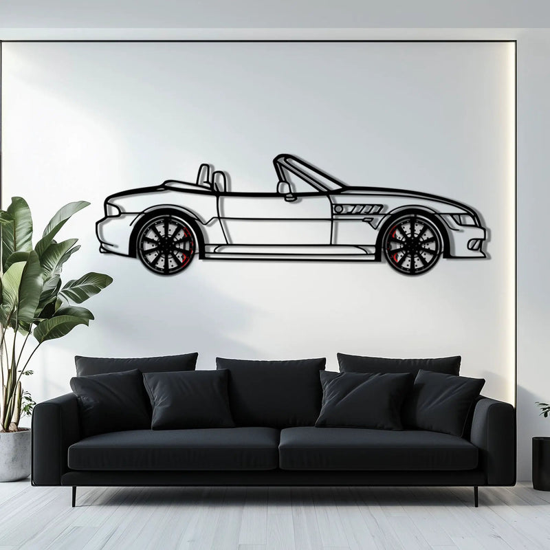 BMW Z3 Metal Car Wall Art with Rotating Wheels - Classic Roadster Silhouette Decor - Interactive Automotive Wall Art - KAFMEKA112 by Enova Art