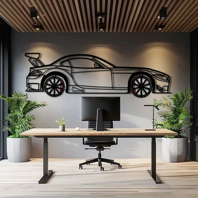 BMW Z4 E89 Metal Car Wall Art with Rotating Wheels - Modern Roadster Silhouette Decor - Interactive Automotive Wall Art - KAFMEKA113 by Enova Art