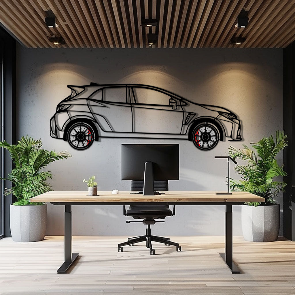 Toyota GR Corolla Metal Car Wall Art with Rotating Wheels - Rally-Inspired Hot Hatch Silhouette - Interactive JDM Automotive Decor - KAFMEKA158 by Enova Art