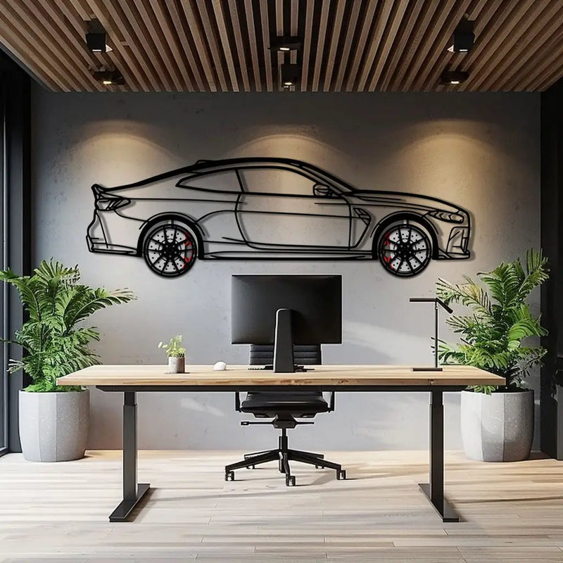 BMW M4 CSL Metal Car Wall Art with Rotating Wheels - Limited Edition G82 Silhouette - Interactive Automotive Wall Art - KAFMEKA108 by Enova Art