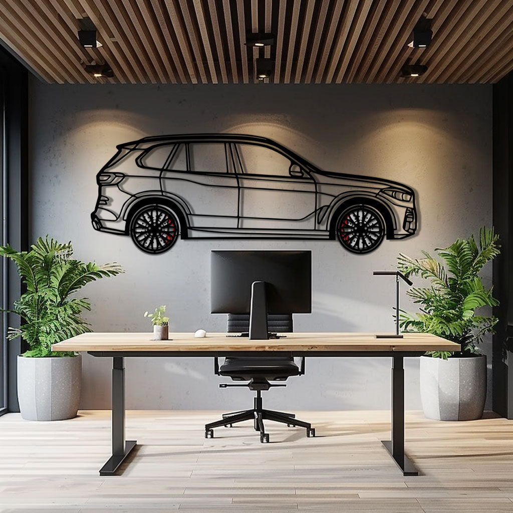 BMW X5 Metal Car Wall Art with Rotating Wheels - Modern SAV Silhouette Decor - Interactive Automotive Wall Art - KAFMEKA111 by Enova Art