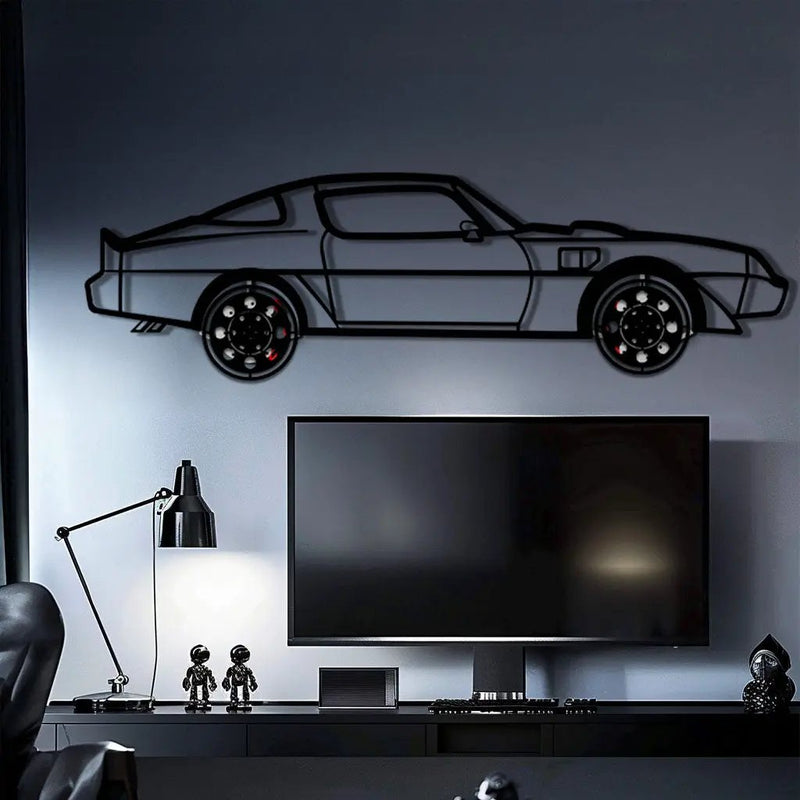 Pontiac Trans Am Metal Car Wall Art with Rotating Wheels - Classic American Muscle Silhouette - Interactive Firebird Wall Decor - KAFMEKA154 by Enova Art