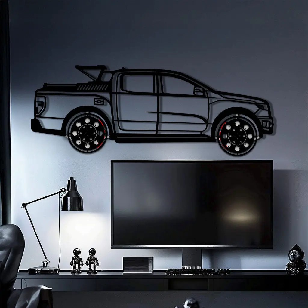 Ford F-150 Metal Truck Wall Art with Rotating Wheels - Iconic American Pickup Silhouette - Interactive Automotive Wall Decor - KAFMEKA138 by Enova Art