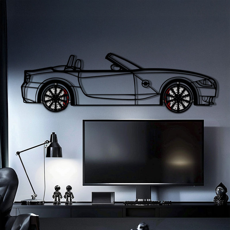 BMW Z4 M Roadster Metal Car Wall Art with Rotating Wheels - M Power Silhouette Decor - Interactive Automotive Wall Art - KAFMEKA114 by Enova Art