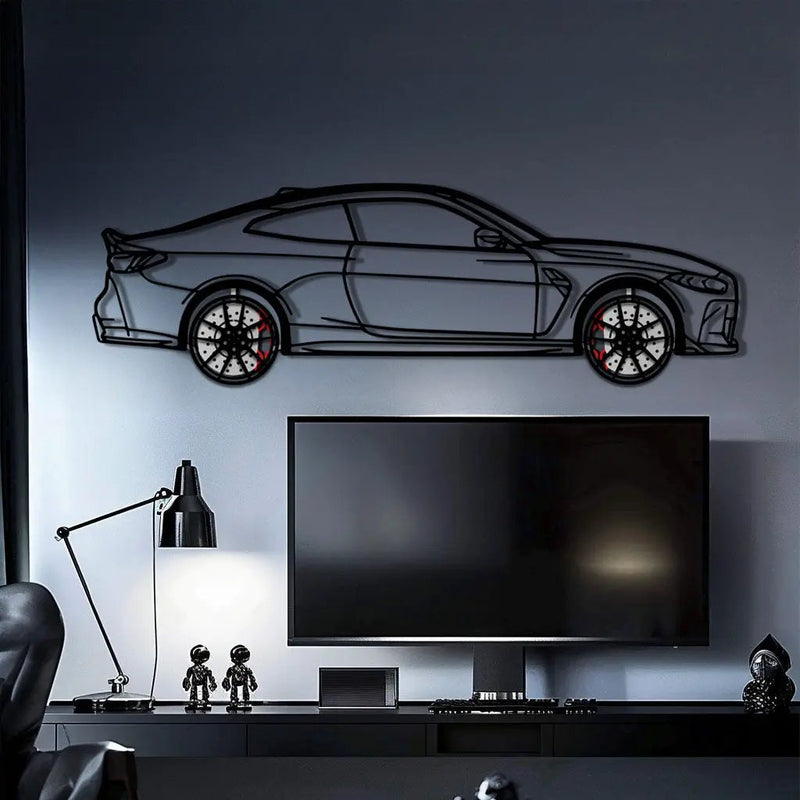 BMW M4 CSL Metal Car Wall Art with Rotating Wheels - Limited Edition G82 Silhouette - Interactive Automotive Wall Art - KAFMEKA108 by Enova Art