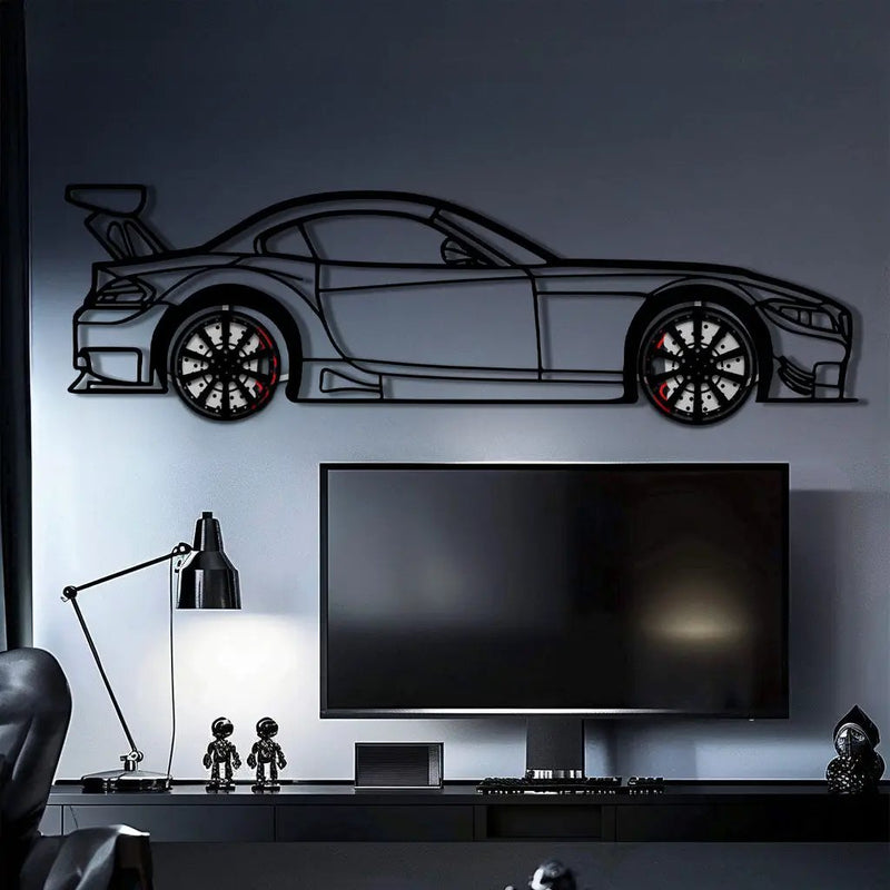 BMW Z4 E89 Metal Car Wall Art with Rotating Wheels - Modern Roadster Silhouette Decor - Interactive Automotive Wall Art - KAFMEKA113 by Enova Art