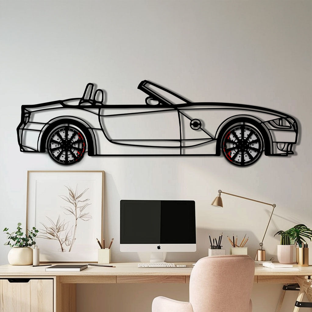 BMW Z4 M Roadster Metal Car Wall Art with Rotating Wheels - M Power Silhouette Decor - Interactive Automotive Wall Art - KAFMEKA114 by Enova Art
