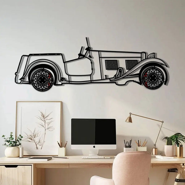 Vintage Classic Car Metal Wall Art with Rotating Wheels - Antique Roadster Silhouette Decor - Interactive Automotive Wall Art - KAFMEKA117