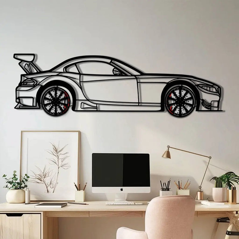 BMW Z4 E89 Metal Car Wall Art with Rotating Wheels - Modern Roadster Silhouette Decor - Interactive Automotive Wall Art - KAFMEKA113 by Enova Art