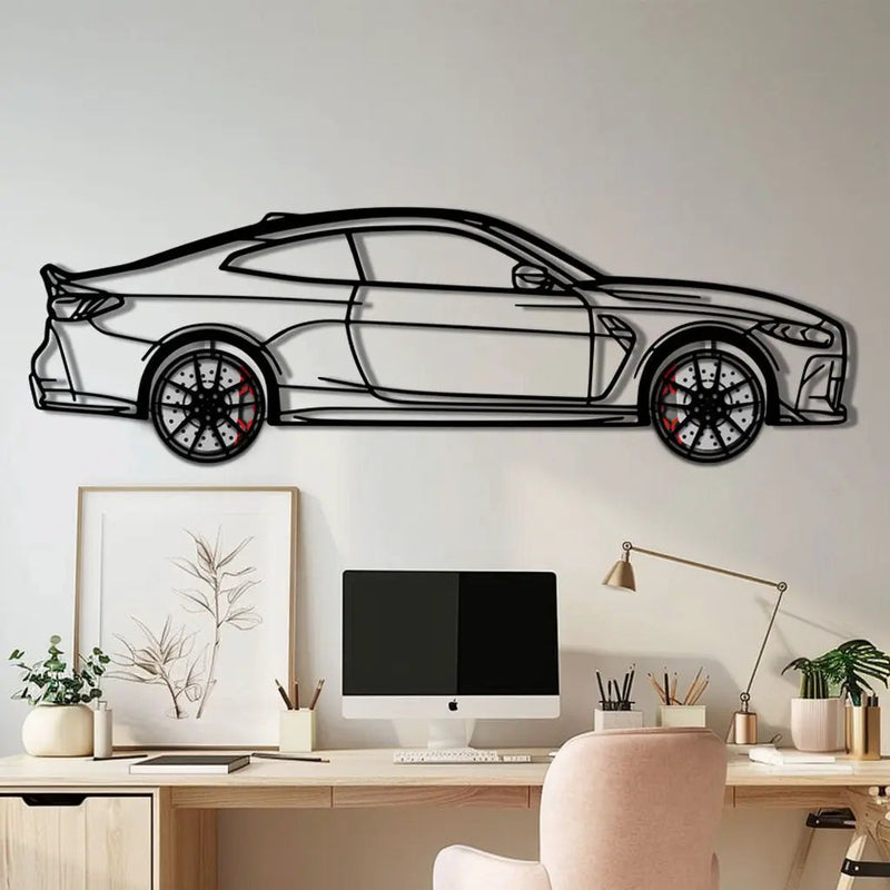BMW M4 CSL Metal Car Wall Art with Rotating Wheels - Limited Edition G82 Silhouette - Interactive Automotive Wall Art - KAFMEKA108 by Enova Art