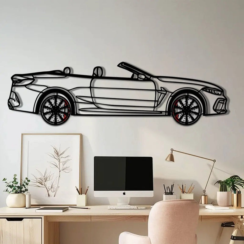 BMW M8 Competition Metal Car Wall Art with Rotating Wheels - M Power Luxury Silhouette - Interactive Automotive Wall Art - KAFMEKA109 by Enova Art