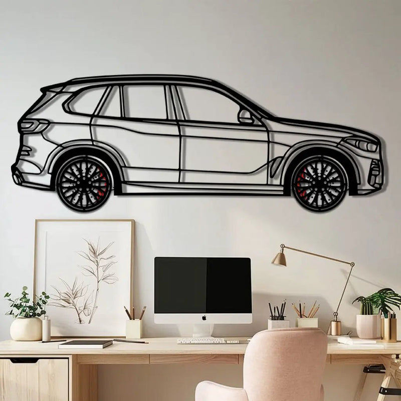 BMW X5 Metal Car Wall Art with Rotating Wheels - Modern SAV Silhouette Decor - Interactive Automotive Wall Art - KAFMEKA111 by Enova Art