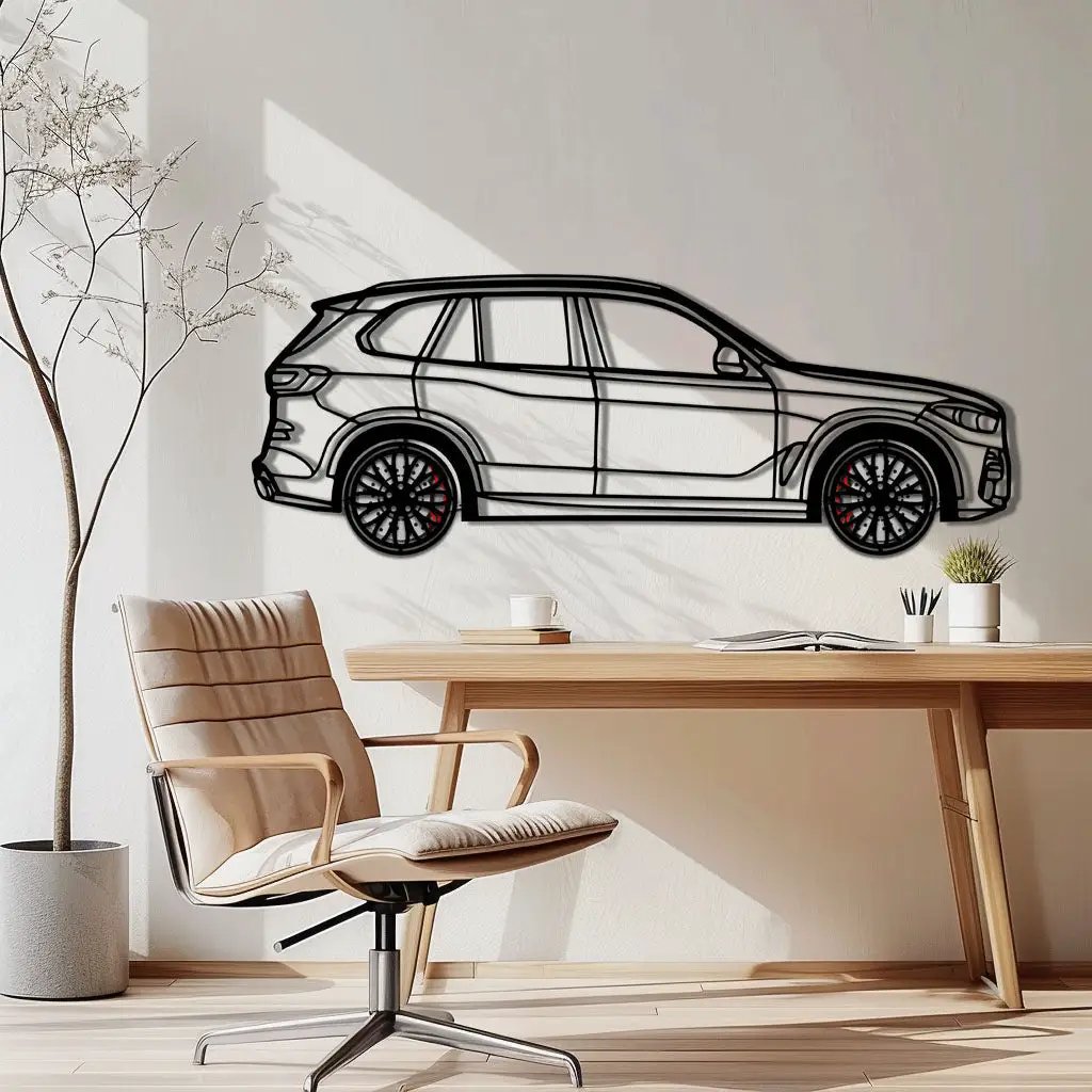 BMW X5 Metal Car Wall Art with Rotating Wheels - Modern SAV Silhouette Decor - Interactive Automotive Wall Art - KAFMEKA111 by Enova Art