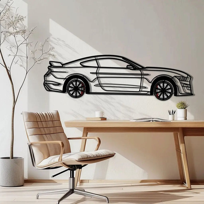 Ford Mustang Shelby GT500 Metal Car Wall Art with Rotating Wheels - Modern Muscle Silhouette Decor - Interactive Automotive Wall Art - KAFMEKA140 by Enova Art
