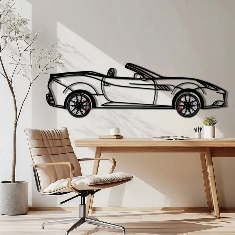 Ferrari California Metal Car Wall Art with Rotating Wheels - Italian V8 Grand Tourer Silhouette - Interactive Automotive Wall Decor - KAFMEKA130 by Enova Art